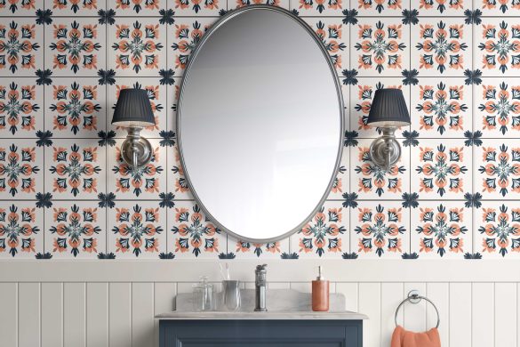 Bathroom-Cabinet-Sunset Blossom-Best Peel and Stick Wallpaper Bathroom-Cabinet-Sunset Blossom-Best Peel and Stick Wallpaper