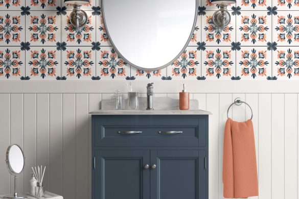 Bathroom-Cabinet-Sunset Blossom-peel and stick wallpaper renter friendly Bathroom-Cabinet-Sunset Blossom-peel and stick wallpaper renter friendly