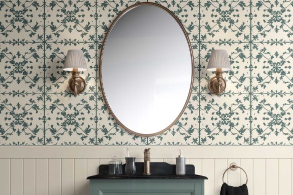 Bathroom-Cabinet-Vintage Ivy Scroll-best peel & stick wallpaper Bathroom-Cabinet-Vintage Ivy Scroll-best peel & stick wallpaper