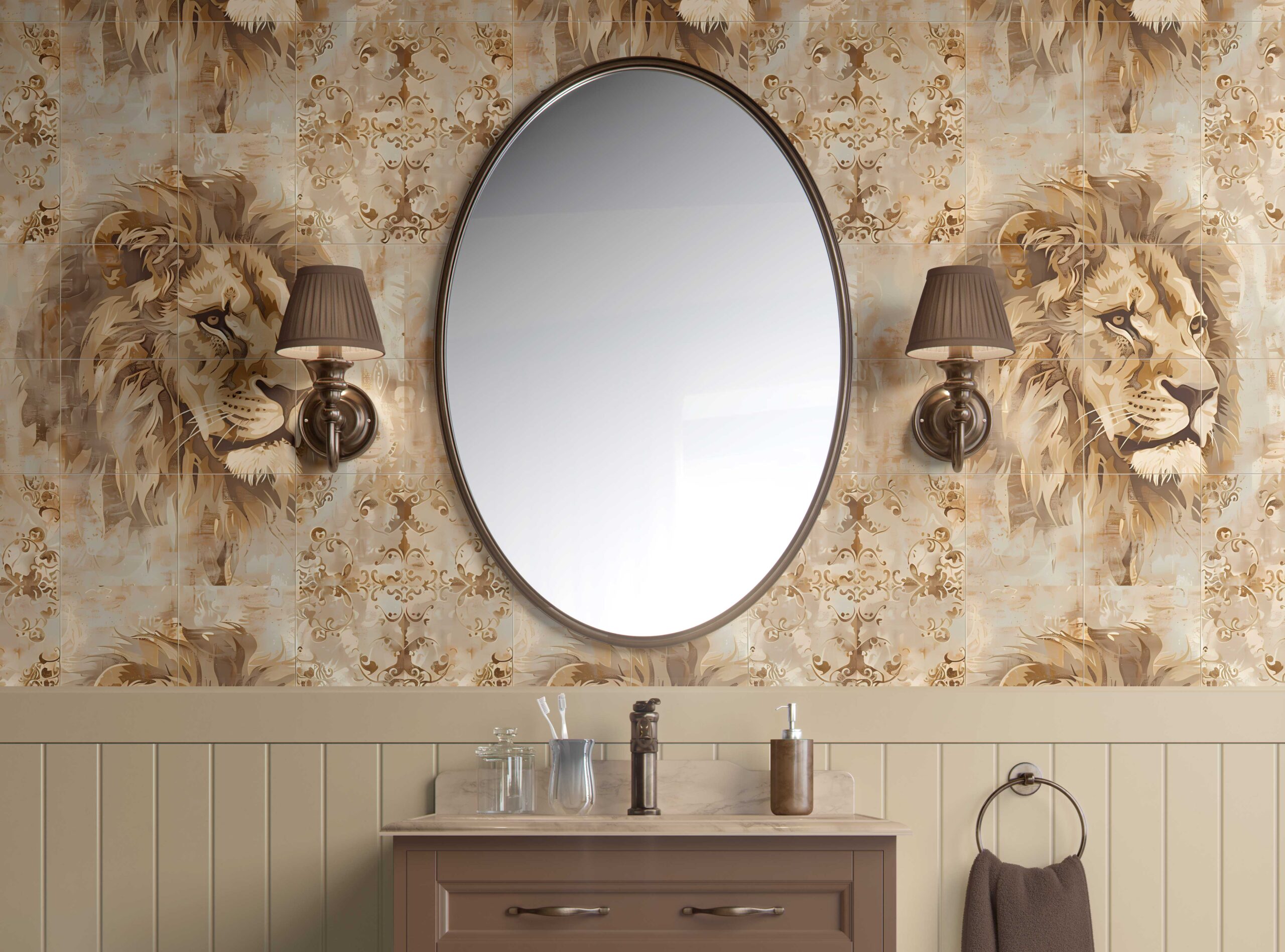 Bathroom Walls Regal Majesty Lion Peel and Stick Wallpaper