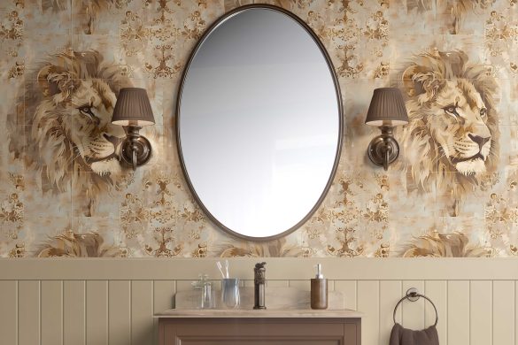 Bathroom-Cabinet-Wallpaper-Noble Lion- peel & stick wallpaper traditional Bathroom-Cabinet-Wallpaper-Noble Lion- peel & stick wallpaper traditional