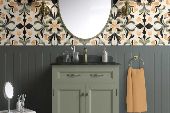Bathroom-Golden Flourish-peelable wallapaper Bathroom-Golden Flourish-peelable wallapaper