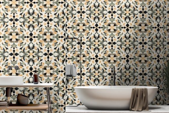 Bathroom Peel and Stick Wallpaper Golden Flourish Bathroom Peel and Stick Wallpaper Golden Flourish