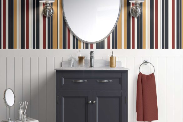 Bathroom Peelable Wallpaper Retro Revival Stripes Bathroom Peelable Wallpaper Retro Revival Stripes