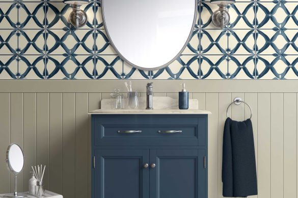Bathroom peel & stick wallpaper Oceanic Interlace Bathroom peel & stick wallpaper Oceanic Interlace