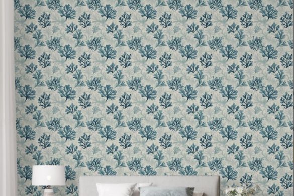 Bedroom Sea Fern Whispers peel and stick wallpaper coastal Bedroom Sea Fern Whispers peel and stick wallpaper coastal