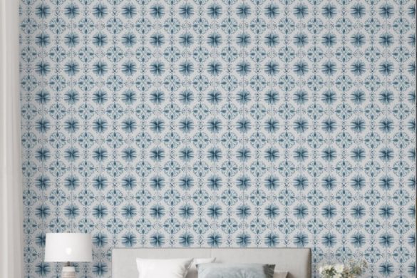 Bedroom Soft Teal Blossom Medley peel & stick wallpaper