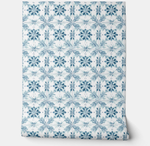 Coastal Blossom Tiles - Soft Teal, White - Coastal