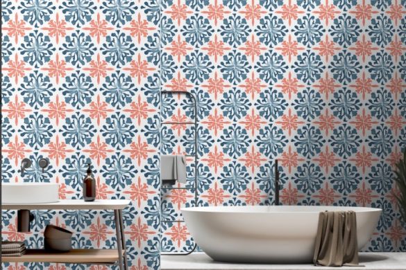 Coral Reef Symphony peel and stick wallpaper for bathrooms