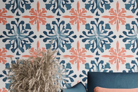 Coral Reef symphony living room peel & stick wallpaper