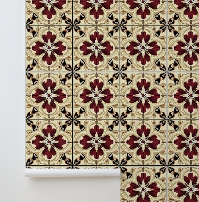 Crimson Grandeur easy removable wallpaper