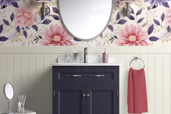 Floral Bliss Bathroom peel stick wallpaper Floral Bliss Bathroom peel stick wallpaper