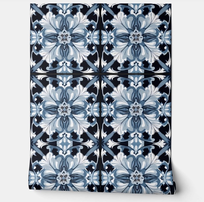 Frosted Regal Bloom peel and stick wallpaper floral