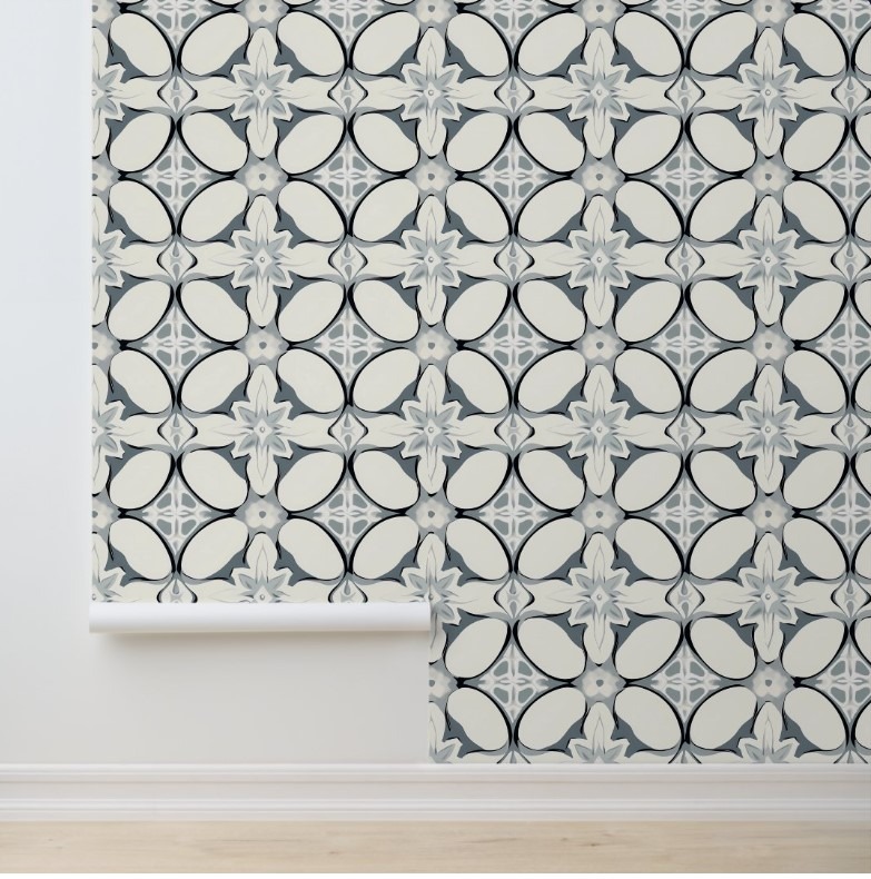 Geometric Floral Elegance removable wallpaper for renters