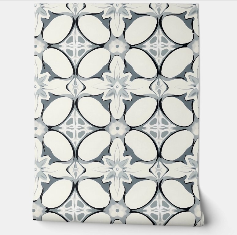 Geometric Floral Elegance renter friendly wallpaper