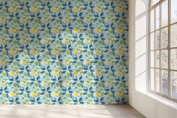 LEMON GROVE BLISS – BLUE, GREEN, YELLOW peel and stick wallpaper