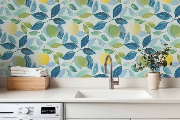 Lemon Grove Bliss peel and stick wallpaper laundry room Lemon Grove Bliss peel and stick wallpaper laundry room