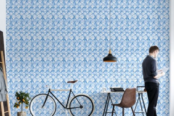 Living room Aqua Fan Breeze peelable wallpaper ideas