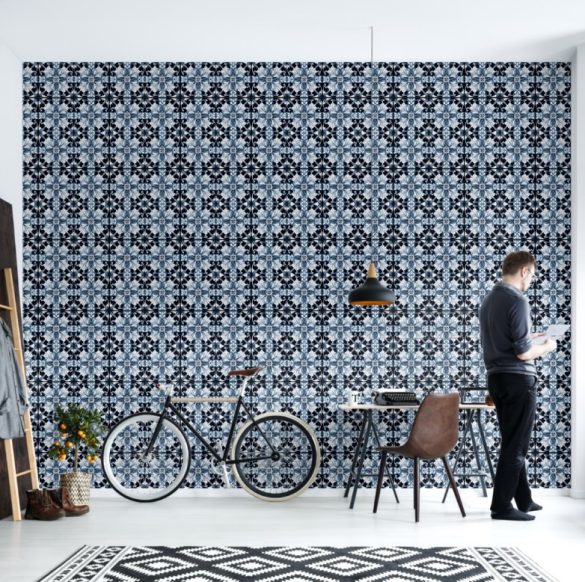 Living room Frosted Regal Bloom peelable wallpaper Living room Frosted Regal Bloom peelable wallpaper
