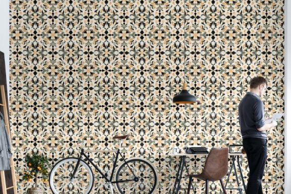 Living room peel and stick wallpaper Golden flourish Living room peel and stick wallpaper Golden flourish