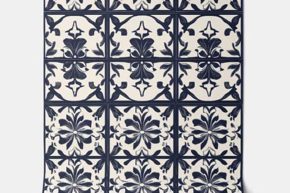 Midnight Bloom Tiles renter friendly wallpaper