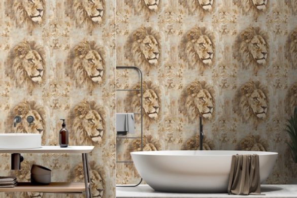 Noble Lion Bathroom peelable wallpaper Noble Lion Bathroom peelable wallpaper