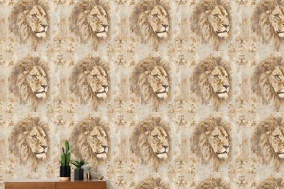 Noble Lion peel and stick wallpaper traditional Noble Lion peel and stick wallpaper traditional