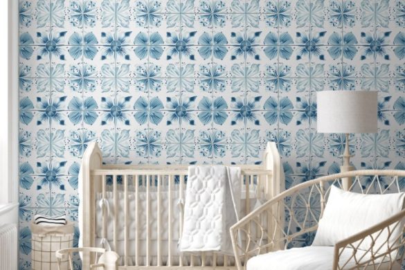 Nursery Kid's peel & stick wallpaper Tiled Ocean Bloom