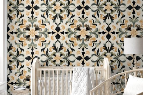 Nursery peel and stick wallpaper ideas Golden Flourish Nursery peel and stick wallpaper ideas Golden Flourish