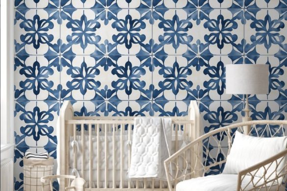 Nursery peel & stick wallpaper Indigo Floral Medley Nursery peel & stick wallpaper Indigo Floral Medley