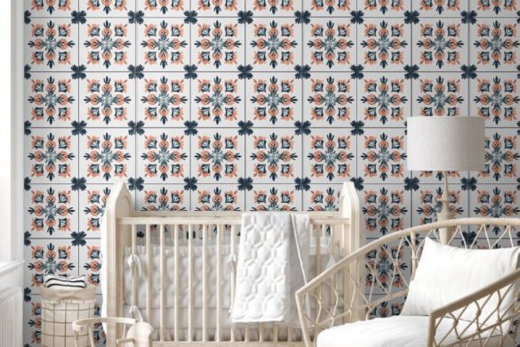 Nursery peel & stick wallpaper Sunset Blossom Nursery peel & stick wallpaper Sunset Blossom