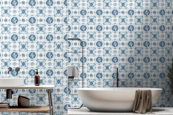 Ocean Harmony Tiles modern peel and stick wallpaper