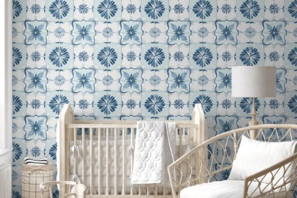 Ocean Harmony Tiles peel and stick wallpaper nursery