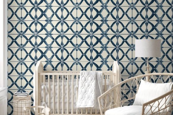Oceanic Interlace Nursery peel and stick wallpaper Oceanic Interlace Nursery peel and stick wallpaper
