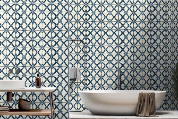 Oceanic Interlace bathroom peel & stick wallpaper Oceanic Interlace bathroom peel & stick wallpaper