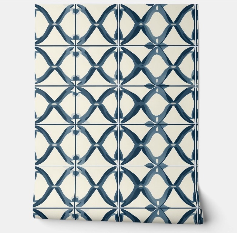 Oceanic Interlace coastal inspired peel and stick wallpaper