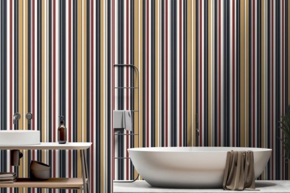 Peel & Stick Wallpaper bathroom Retro Revival Stripes Peel & Stick Wallpaper bathroom Retro Revival Stripes