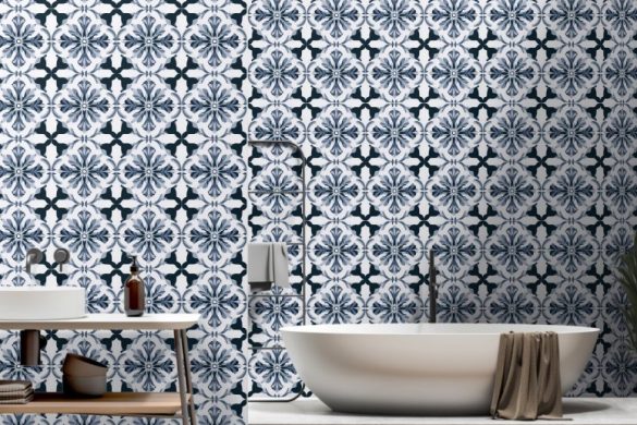 Peel and Stick Wallpaper Bathroom Ideas Indigo Floral Elegance Peel and Stick Wallpaper Bathroom Ideas Indigo Floral Elegance