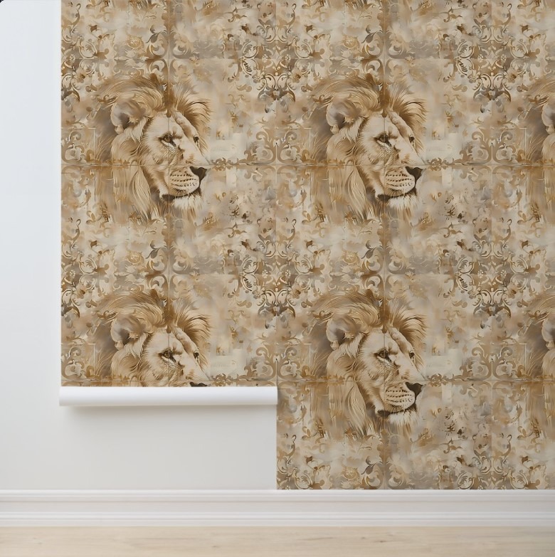 Regal Lion Essence removable wallpaper for renters