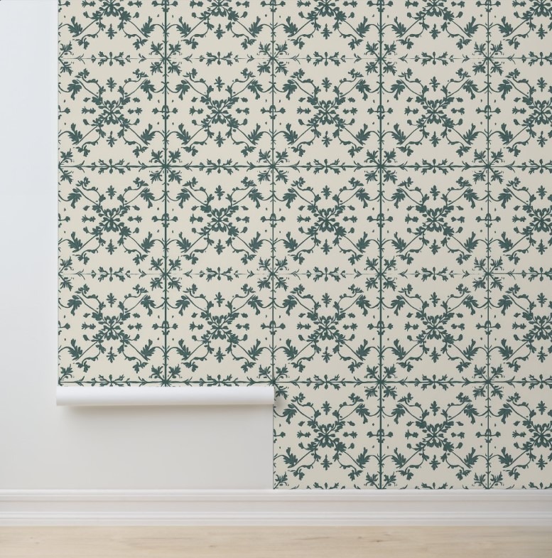 Vintage Ivy Scroll easy removable wallpaper