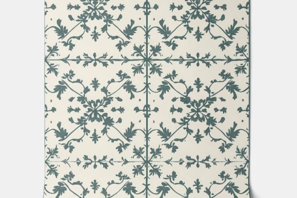 Vintage Ivy Scroll renter friendly wallpaper