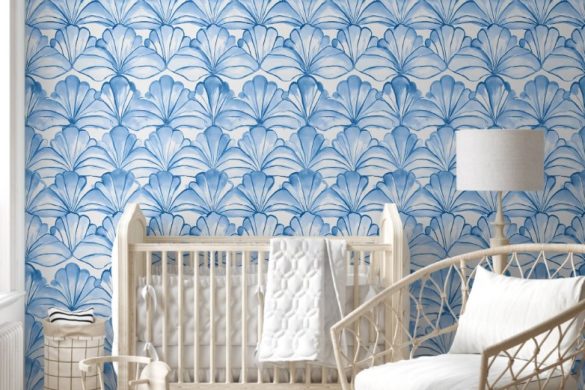 nursery kid's wallpaper design Aqua Fan Breeze
