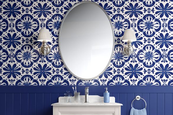 Mediterranean Blue Flourish easy removable wallpaper