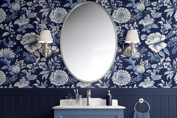 Midnight Blossom-Blue peel and stick wallpaper Floral Midnight Blossom-Blue peel and stick wallpaper Floral