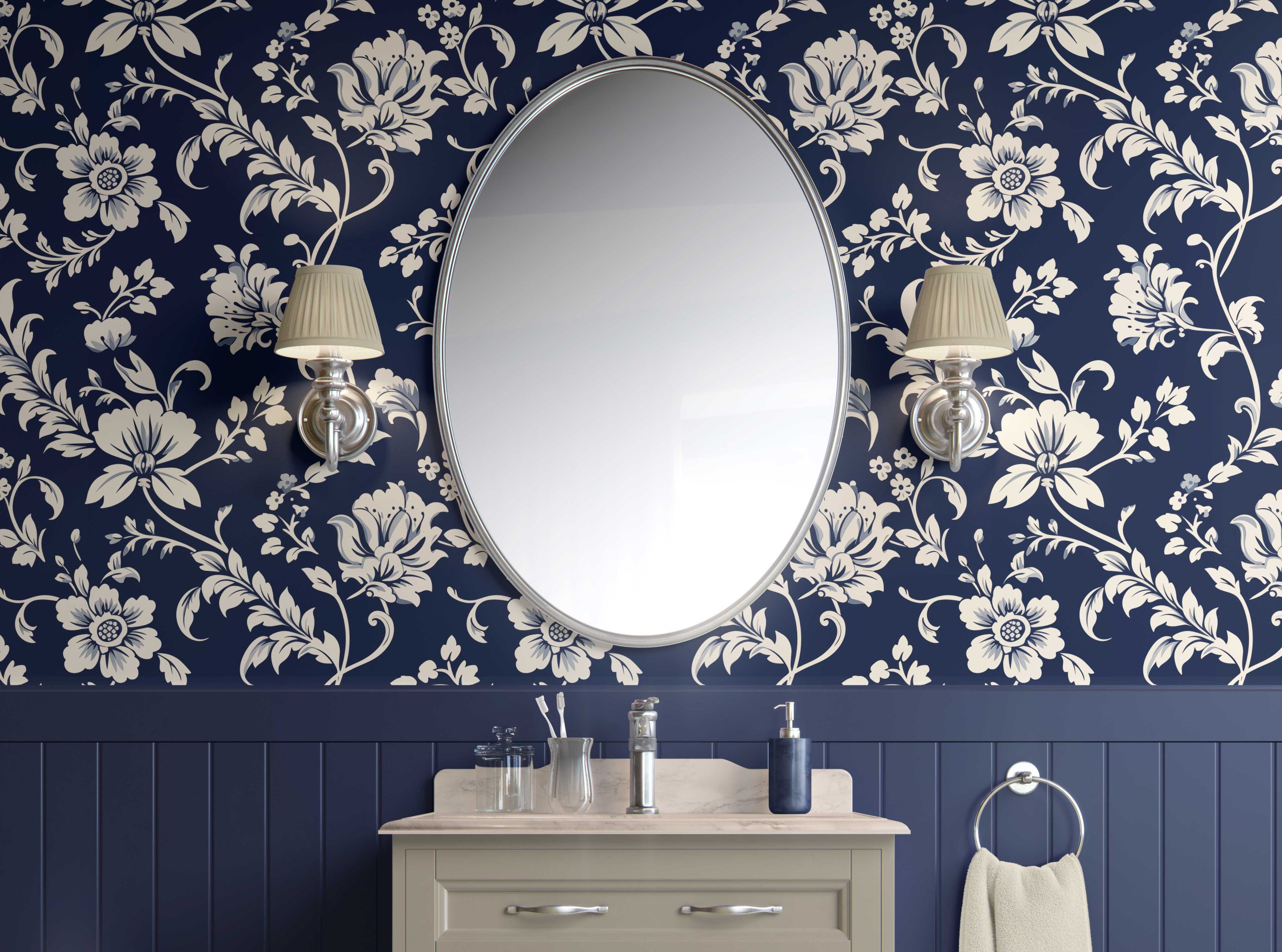 Midnight Garden-best peel and stick wallpaper for bathroom
