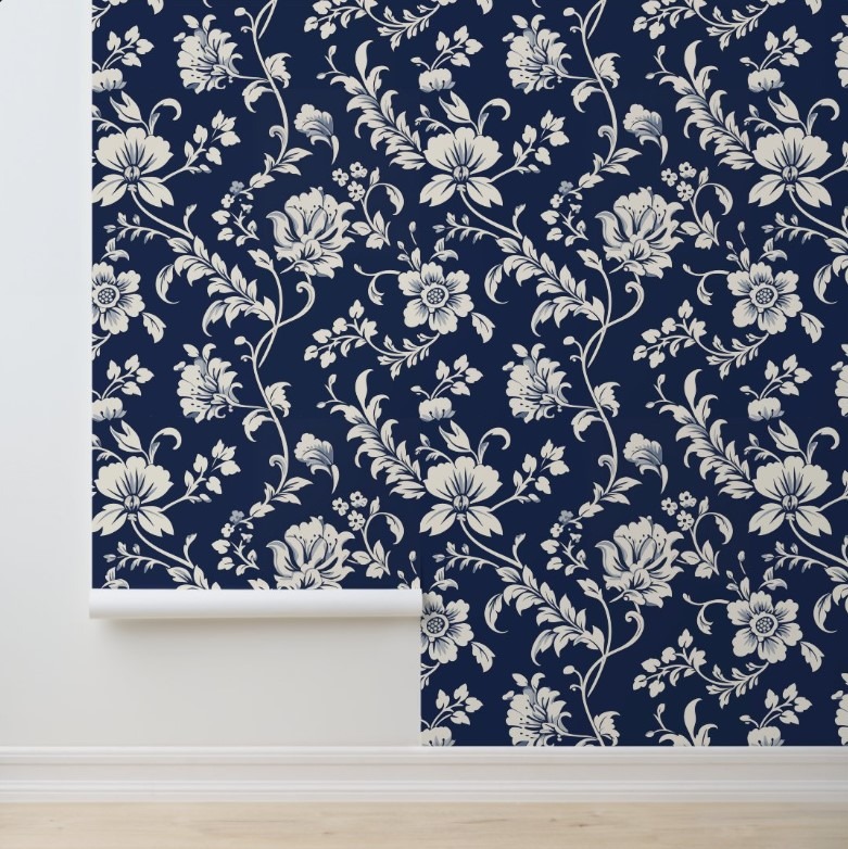 Midnight Garden- decorating for renters peel & stick wallpaper