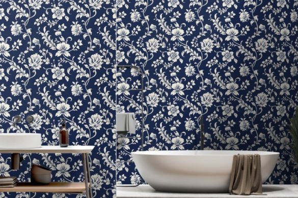 Midnight Garden- peel and stick wallpaper for bathroom Midnight Garden- peel and stick wallpaper for bathroom