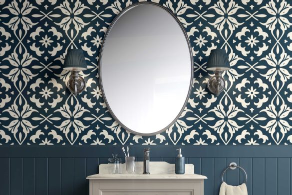 bathroom peel and stick wallpaper-Chic Floral Charm bathroom peel and stick wallpaper-Chic Floral Charm