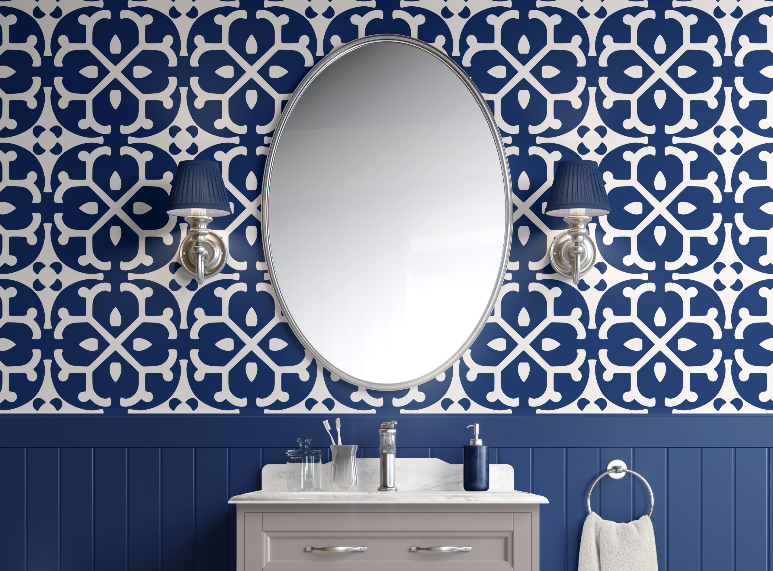 Azure Blossom Tiles-best peel & stick wallpaper-bathroom