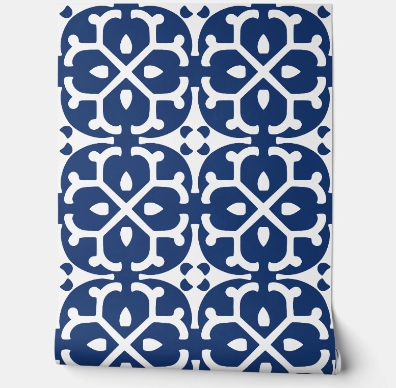 Azure Blossom Tiles removable wallpaper